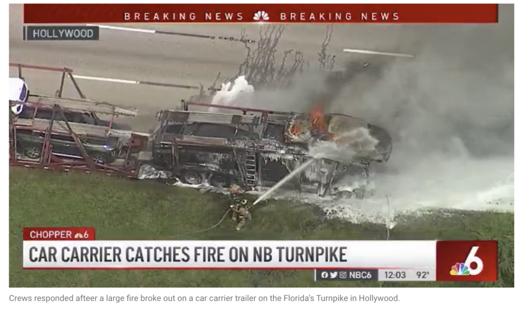 Truck carrier fire
